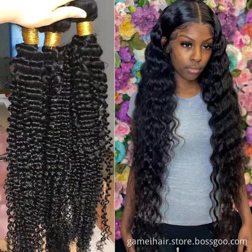 Wholesale 12A GRadeon deep wave  Raw Brazilian Hair Virgin Cuticle Aligned Hair Bundles